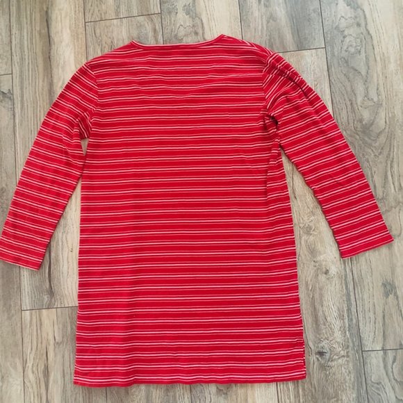 VICTORIA'S SECRET LONG SLEEVE RED/WHITE STRIPE V-NECK T-SHIRT NIGHTGOWN SMALL - Picture 5 of 6